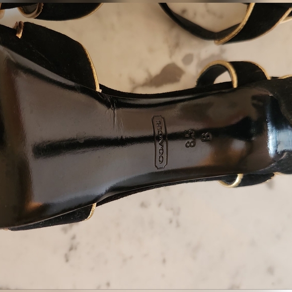 Coach Daylan High-Heel Suede & Leather Sandals NWOB - Picture 7 of 9